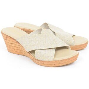 Italian Shoemakers Women's 8 Open Toe Fabric Banded Wedge Sandals Beachy Travel